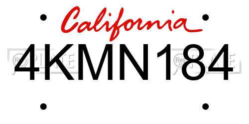 4KMN184 California License Plate