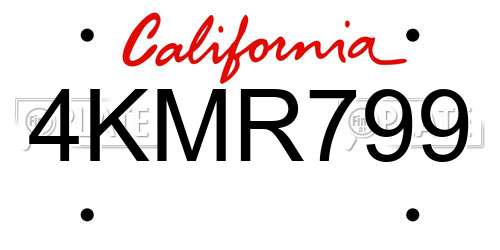 4KMR799 California License Plate