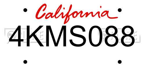 4KMS088 California License Plate