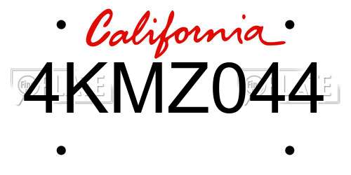 4KMZ044 California License Plate