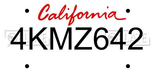 4KMZ642 California License Plate