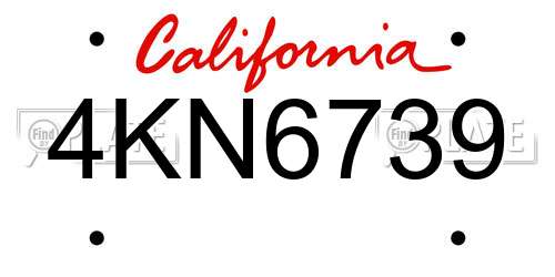 4KN6739 California License Plate
