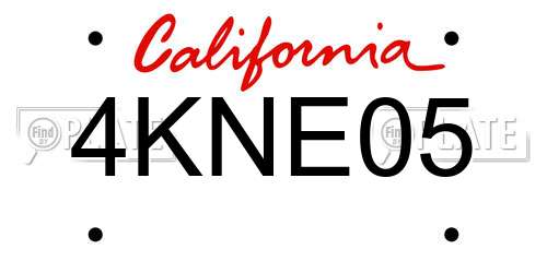 4KNE05 California License Plate