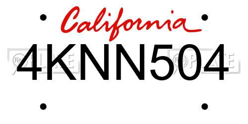 4KNN504 California License Plate