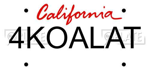 4KOALAT California License Plate