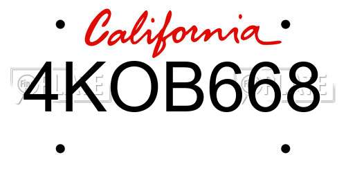 4KOB668 California License Plate
