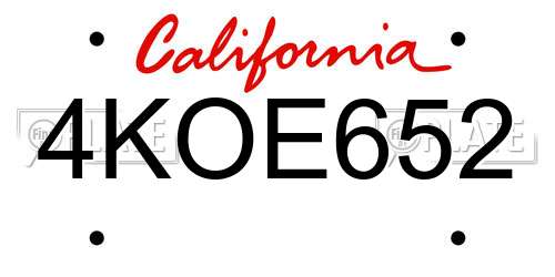 4KOE652 California License Plate