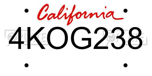 4KOG238 California License Plate
