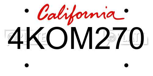 4KOM270 California License Plate