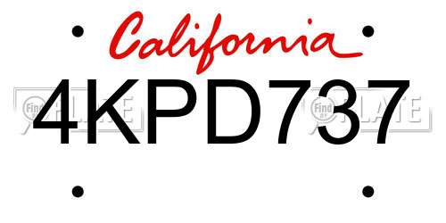 4KPD737 California License Plate