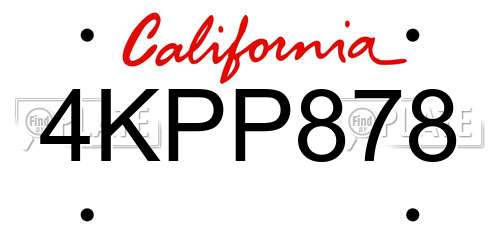 4KPP878 California License Plate