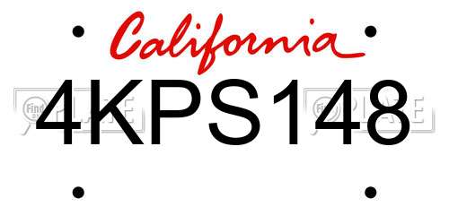 4KPS148 California License Plate