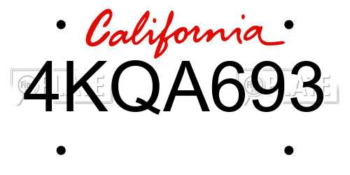 4KQA693 California License Plate
