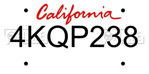 4KQP238 California License Plate