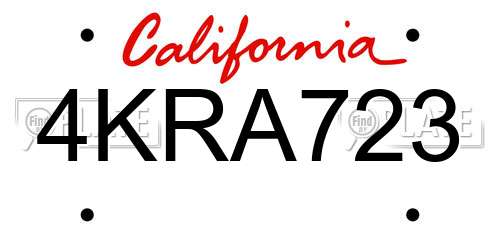 4KRA723 California License Plate