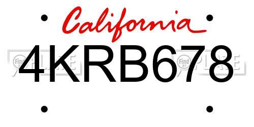 4KRB678 California License Plate