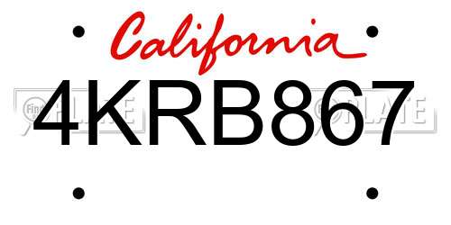 4KRB867 California License Plate