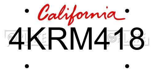 4KRM418 California License Plate