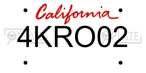 4KRO02 California License Plate