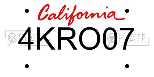 4KRO07 California License Plate