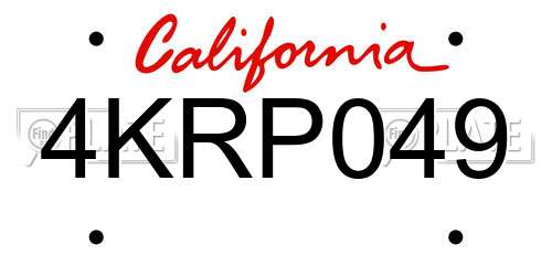 4KRP049 California License Plate