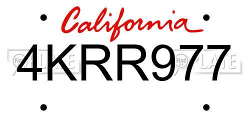 4KRR977 California License Plate