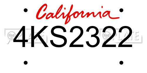 4KS2322 California License Plate