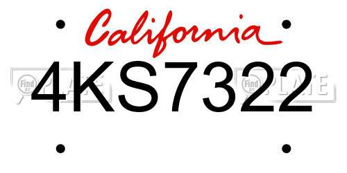 4KS7322 California License Plate