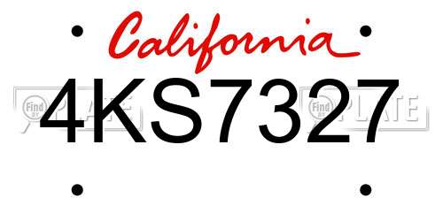 4KS7327 California License Plate