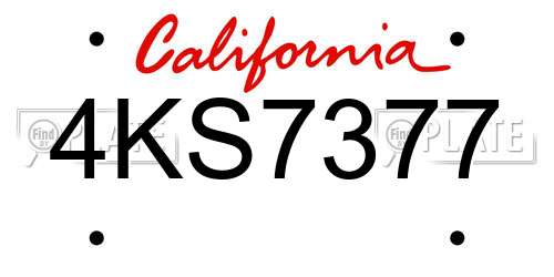 4KS7377 California License Plate