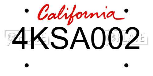 4KSA002 California License Plate