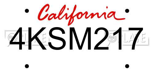 4KSM217 California License Plate