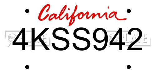 4KSS942 California License Plate