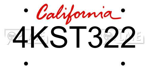 4KST322 California License Plate