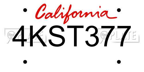 4KST377 California License Plate