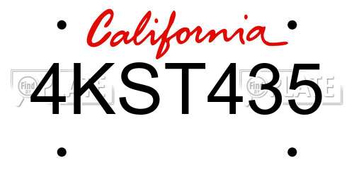 4KST435 California License Plate