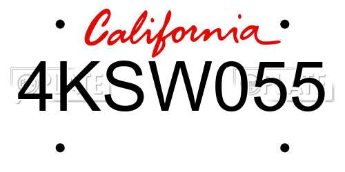 4KSW055 California License Plate