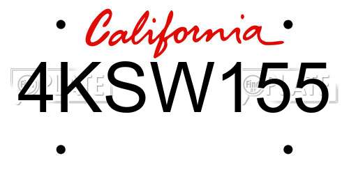 4KSW155 California License Plate
