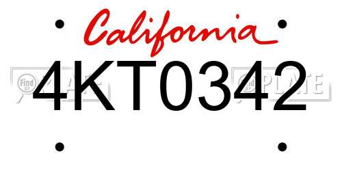 4KT0342 California License Plate