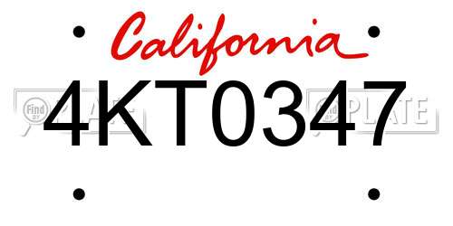 4KT0347 California License Plate
