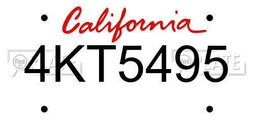 4KT5495 California License Plate