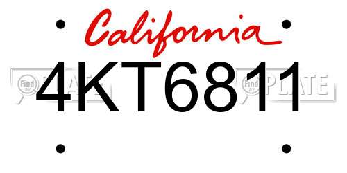 4KT6811 California License Plate