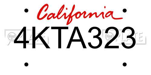 4KTA323 California License Plate