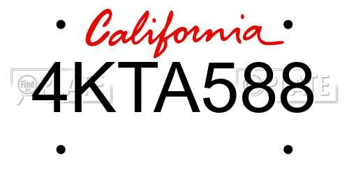 4KTA588 California License Plate