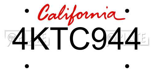 4KTC944 California License Plate