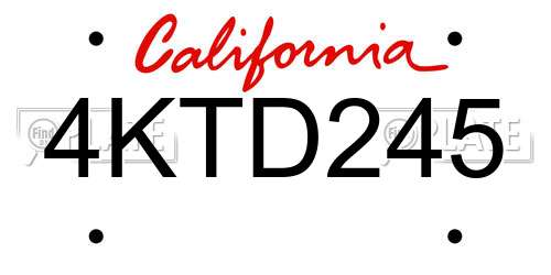 4KTD245 California License Plate