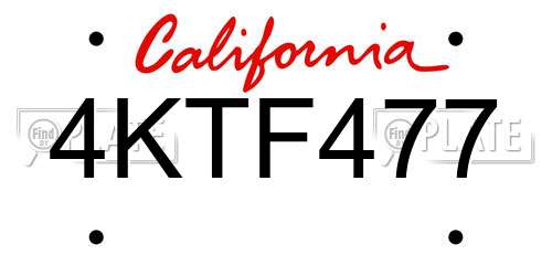 4KTF477 California License Plate