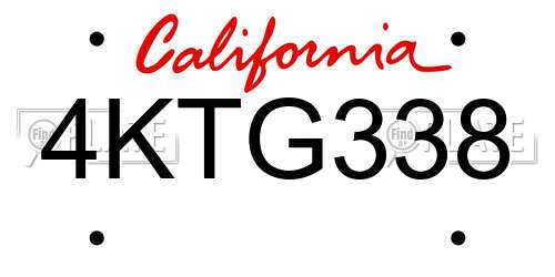 4KTG338 California License Plate