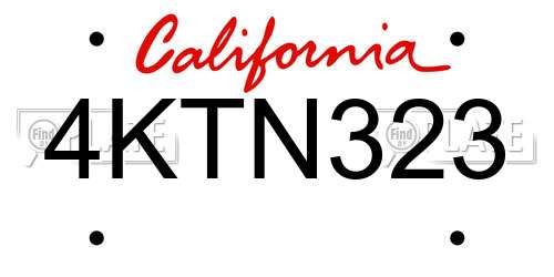 4KTN323 California License Plate