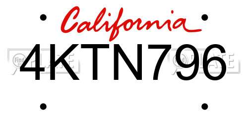 4KTN796 California License Plate